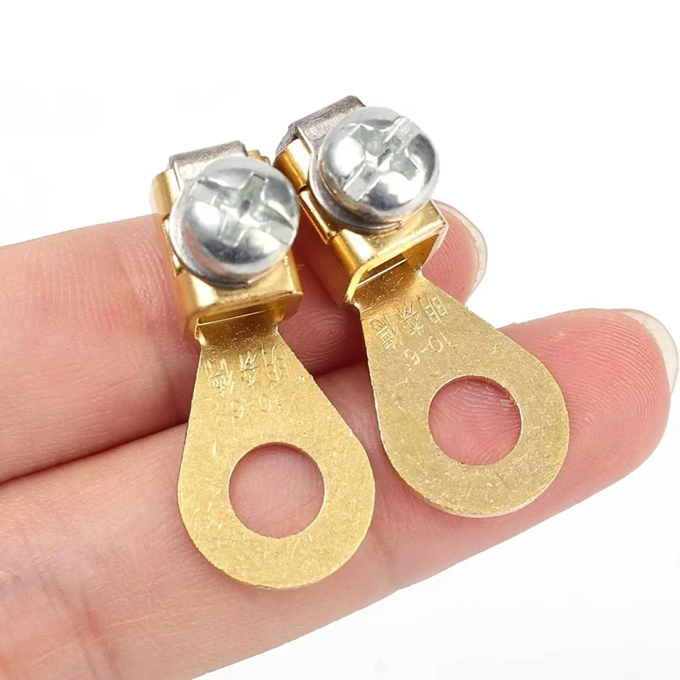 5Pcs Solid Brass Wire Terminals No Crimp Screw Lug Ring Connector Cable Ends Eyelets for Car Battery Solar Audio 2.5-10mm²