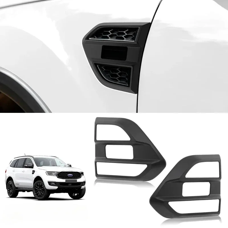 For Ford Ranger Wildtrak T7 2015-2019 ABS Matt Black Car Side Fender Air Vent Hood Outlet Cover Decorative Car Accessories