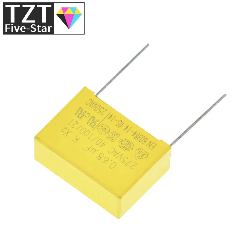 10pcs 0.68uF capacitor X2 capacitor 275VAC 680NF Pitch 22mm X2 Polypropylene film capacitor 0.68uF