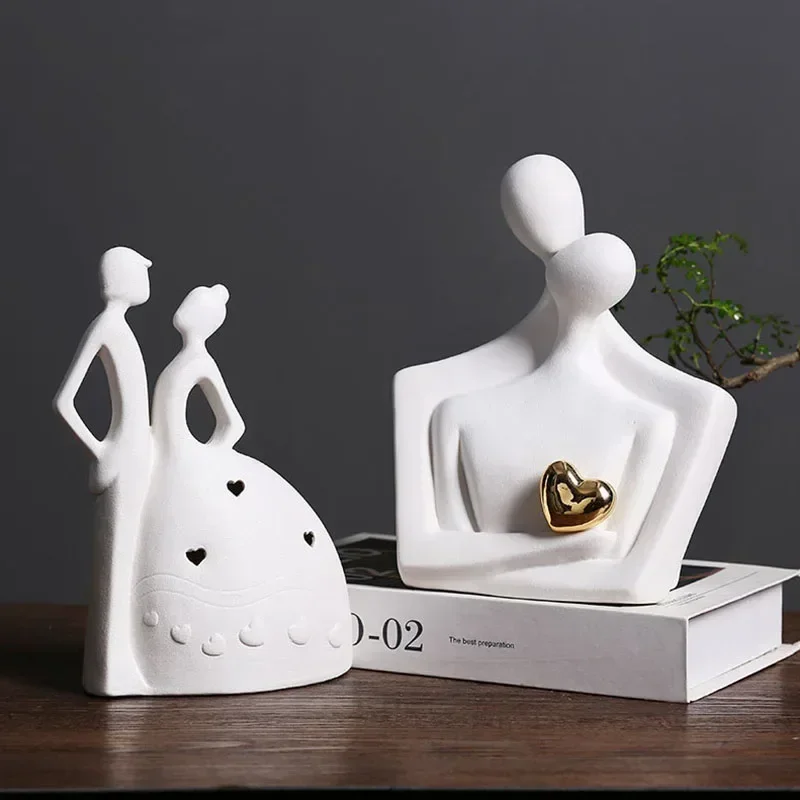 Vilead Abstract Figure Couple Gifts Ceramic Sculpture Decor Statue Living Room Bedroom Office Nordic Modern Hugging Love Sign