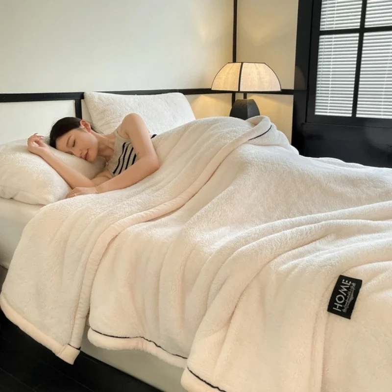 New Fluffy Soft Plush Autumn Winter Blanket Grade A Double-sided Plush Warm Bed Blankets Solid Cozy Nap Throw Blanket for Sofa