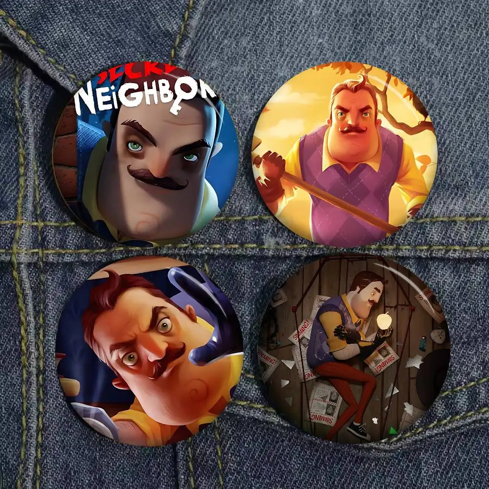 شعبية لعبة الرعب H-Hello N-الجيران 2 الكرتون دبابيس أنيمي شارة مستديرة اليدوية بروش التلبيب دبابيس مجوهرات لحقيبة الظهر