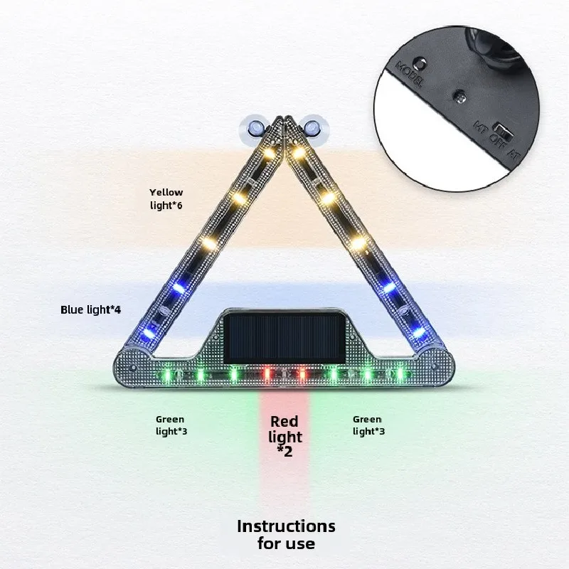 الشمسية سيارة قناع ستروب وامض مصباح الزجاج الأمامي الداخلي LED الديكور مصباح مثلث الإطار وقوف السيارات في حالات الطوارئ إشارة ستروب مصباح