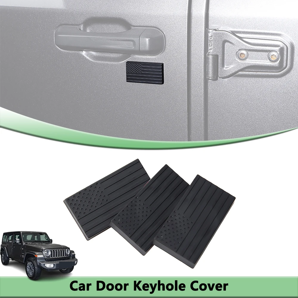 

3Pcs American Flag Door Keyhole Cover Trim for Jeep Wrangler TJ JK JL Gladiator JT 1997-2026 USA Flag Key Hole Cover Accessories