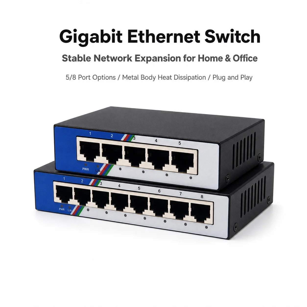 5 Port 8 Port 100M 10/100 Mbps Unmanaged Ethernet Switch Desktop Plug and Play Mini Ethernet Network Switch