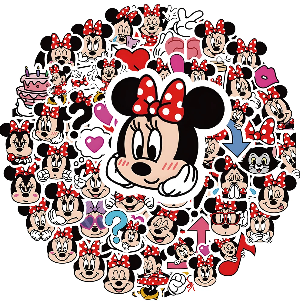 10/30/60pcs Classic Disney Anime Mickey Mouse Minnie Mouse Stickers Cute Cartoon Decals DIY Phone Laptop Kawaii Kids Sticker Toy