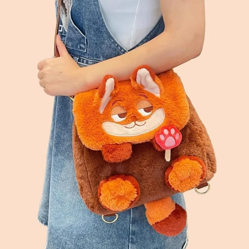 MINISO Zootopia Doll Crossbody Bag Cute Cartoon Judy Nick Large Capacity Plush Backpack Commuter Bags Casual Fashion Gifts