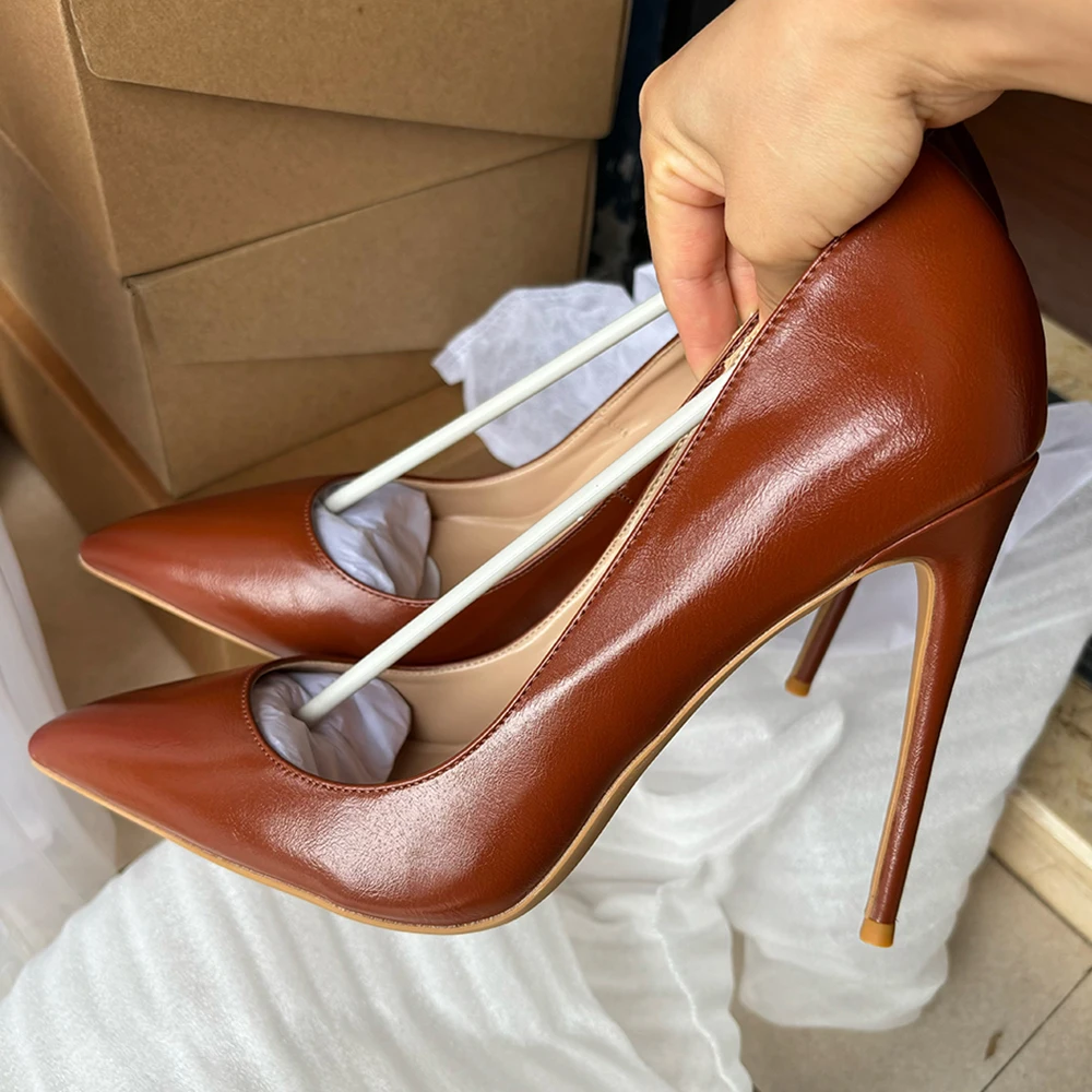 

Новые классические туфли-лодочки 2026 года, 12 см, на шпильке, из спилковой кожи, элегантные, с острым носком, для вечеринок, реальные фото