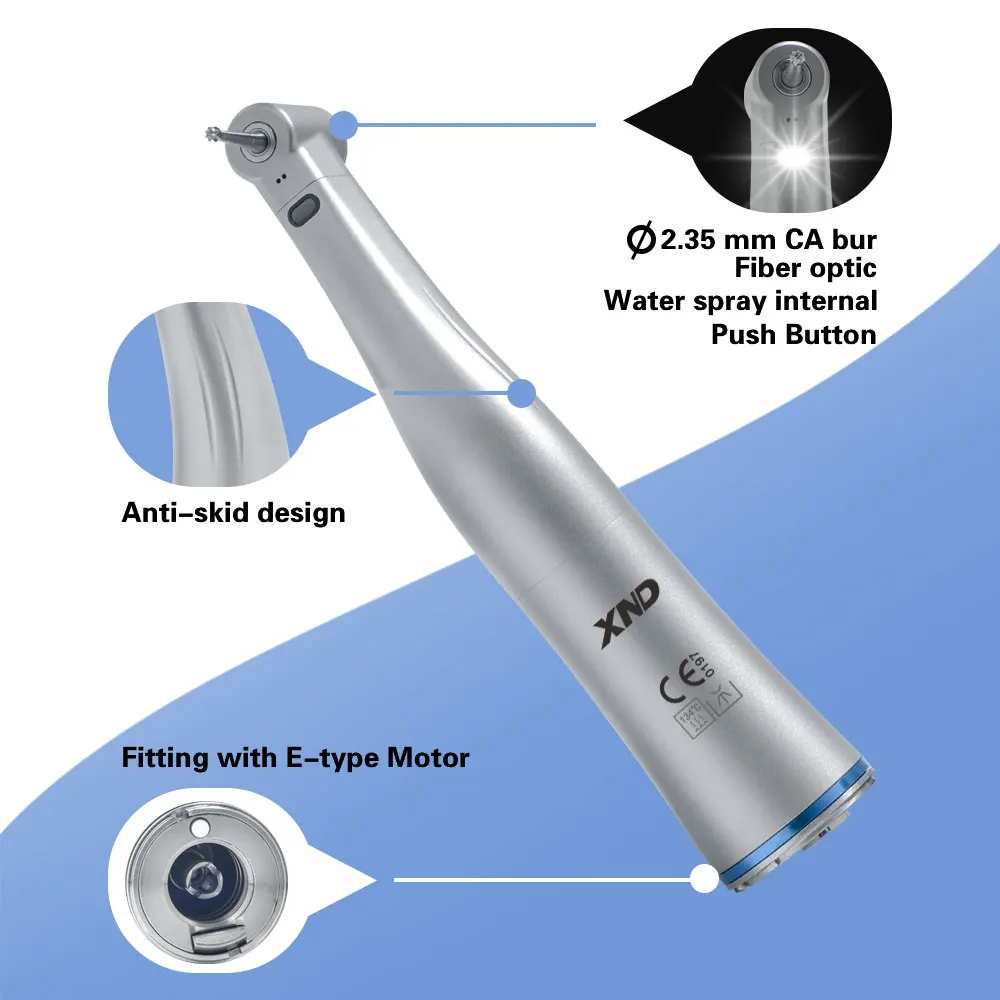 XND Dental  Low Speed Handpiece Set Contra Angle Straight Handpiece with Fiber Optic Self-illuminating Air Motor with LED Light