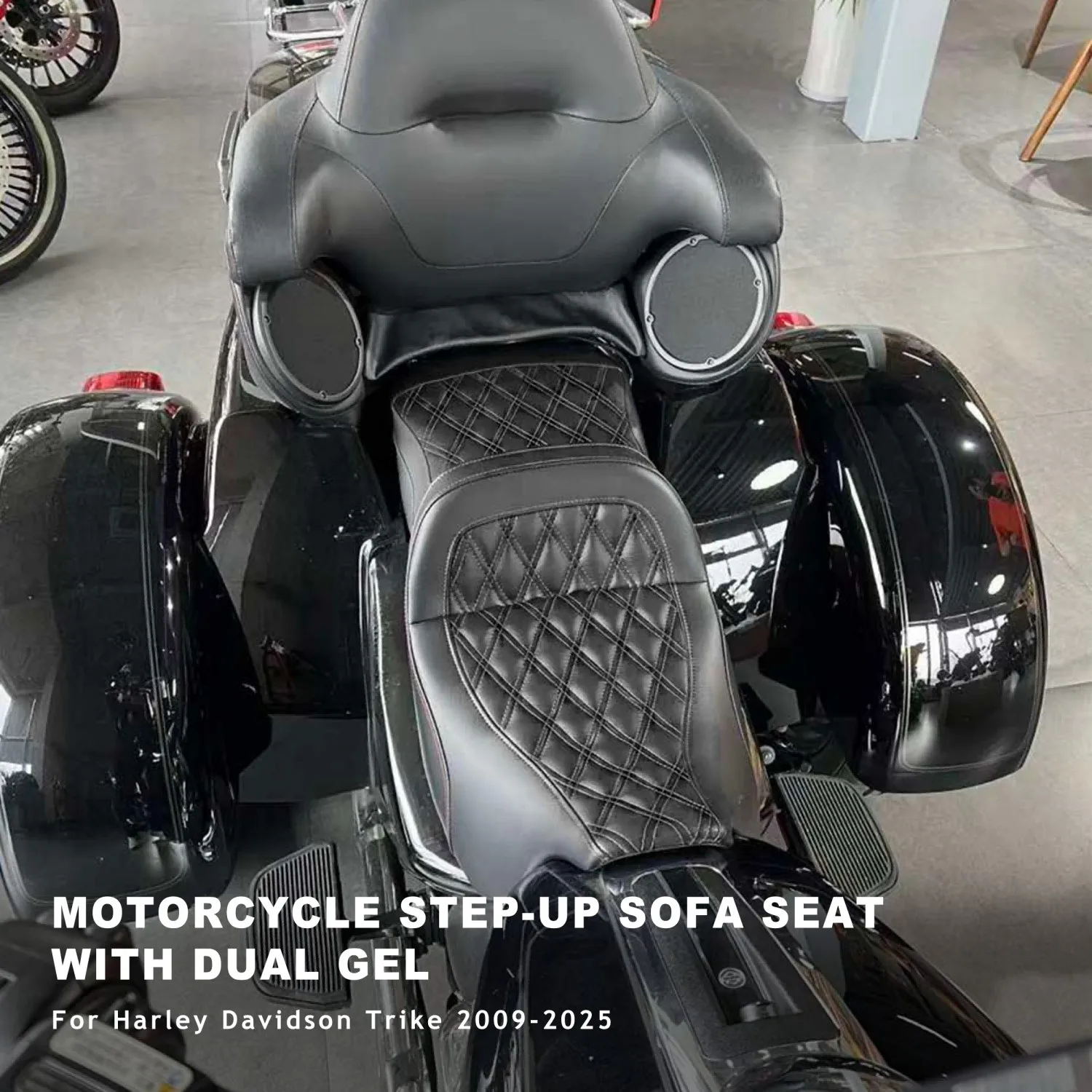 Motorcycle Passenger Driver Sofa Comfort Seat with Dual Gel for 2009-2025 Harley-Davidson Tri Glide Ultra Classic FLHTCUTG