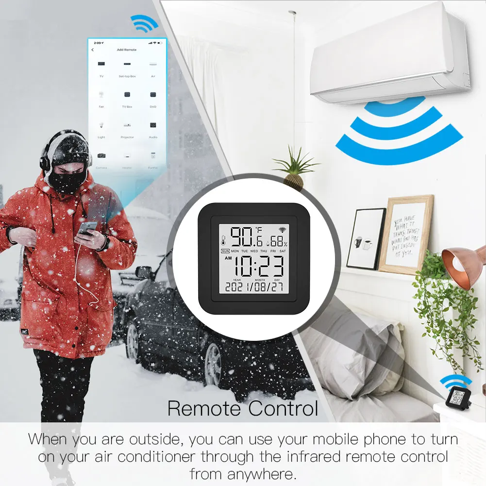 WiFi Tuya Smart IR Remote Control Temperature and Humidity Sensor for Air Conditioner TV AC Works with Alexa Google Home