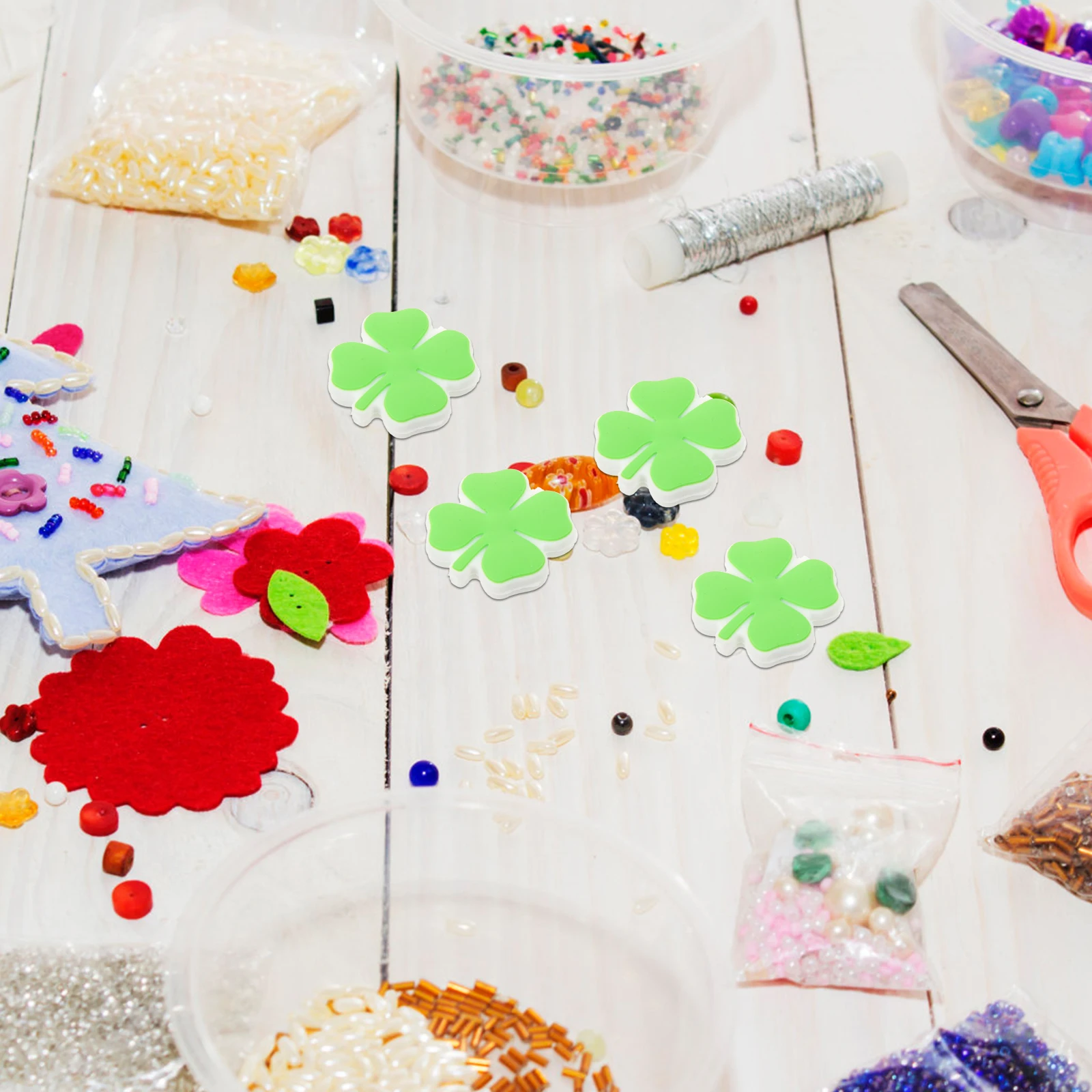 10 قطعة من حبات أوراق السيليكون ذات سطح أملس DIY مستلزمات صناعة المجوهرات للأساور والقلائد وسلاسل المفاتيح وإكسسوارات الصياغة