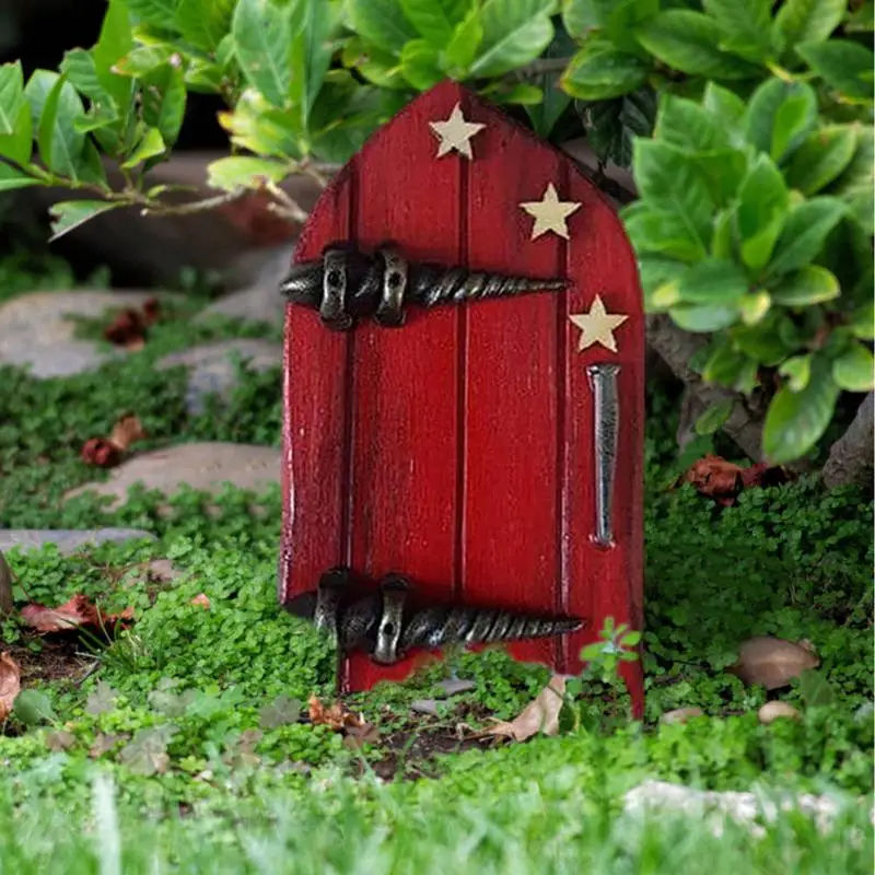 Fairy Door Garden Decoration Outdoor Accessories Miniature Door Dwarf Windows Mini Elf Door For Kids Room Wall Trees Yard Art