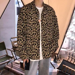 Shirts Spring Summer Man Thin Men's Clothing 2023 Streetwear Casual Loose Printing Leopard Turn-down Collar Long Sleeve Handsome