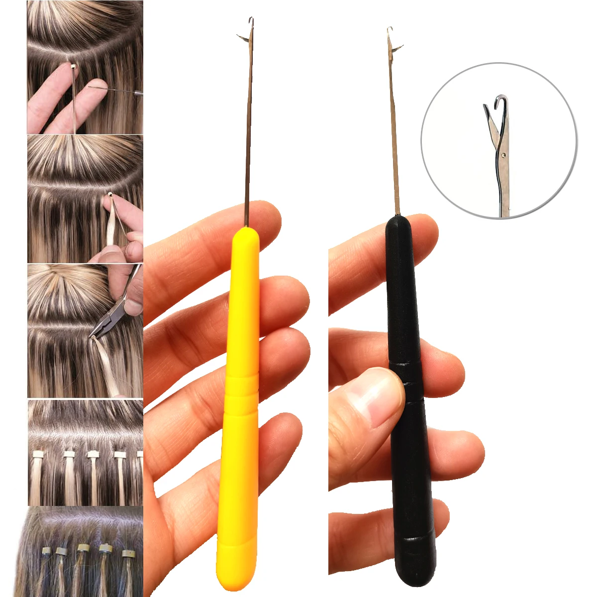 

1 шт., пластиковый крючок-защелка для волос, крючок для вязания крючком, изогнутый крючок-защелка, игла для вязания крючком для наращивания волос