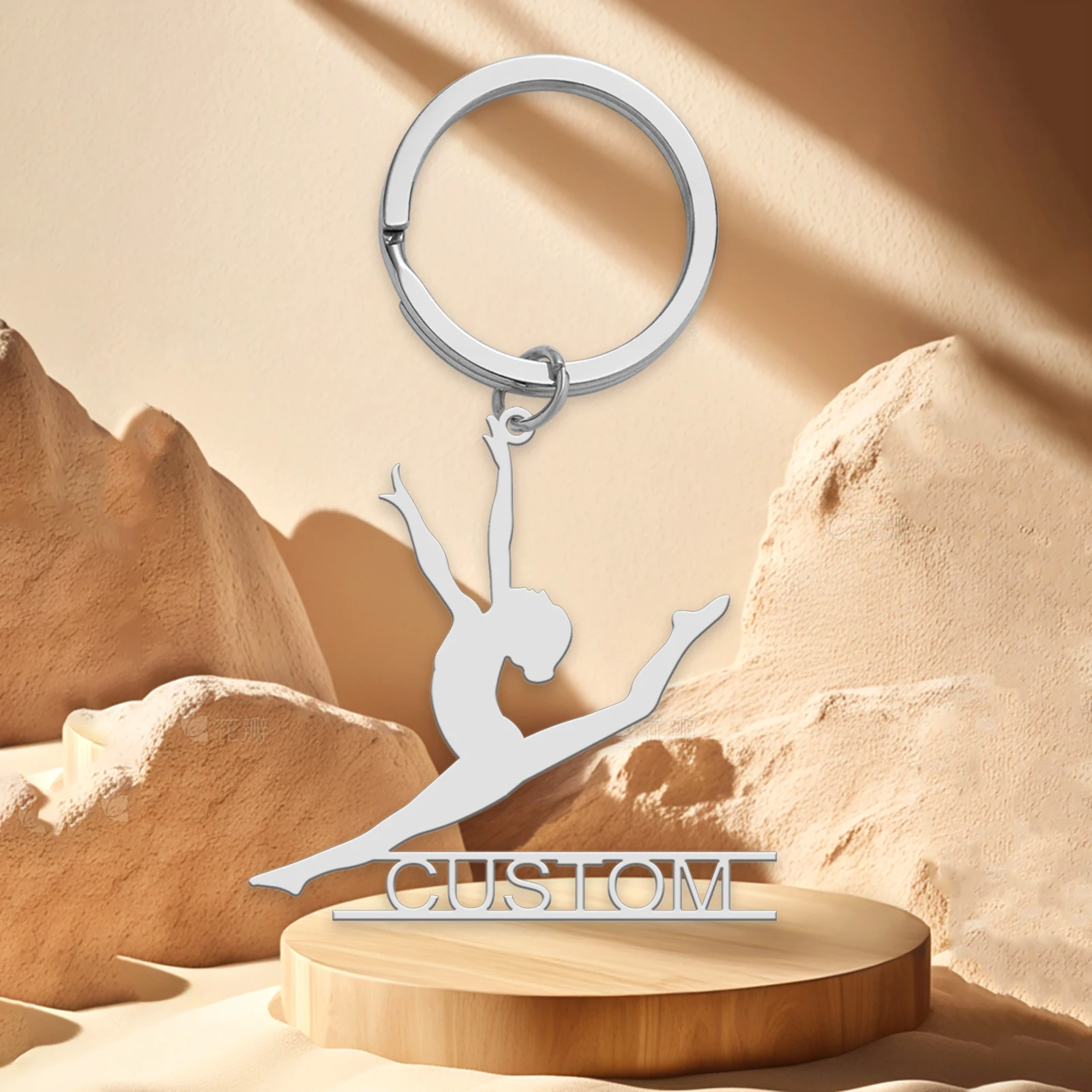 Customized Name Keychain Gymnasts Skating Pendant Women Stainless Steel Jewelry Personalized Keyring Sport Valentine's Day Gifts