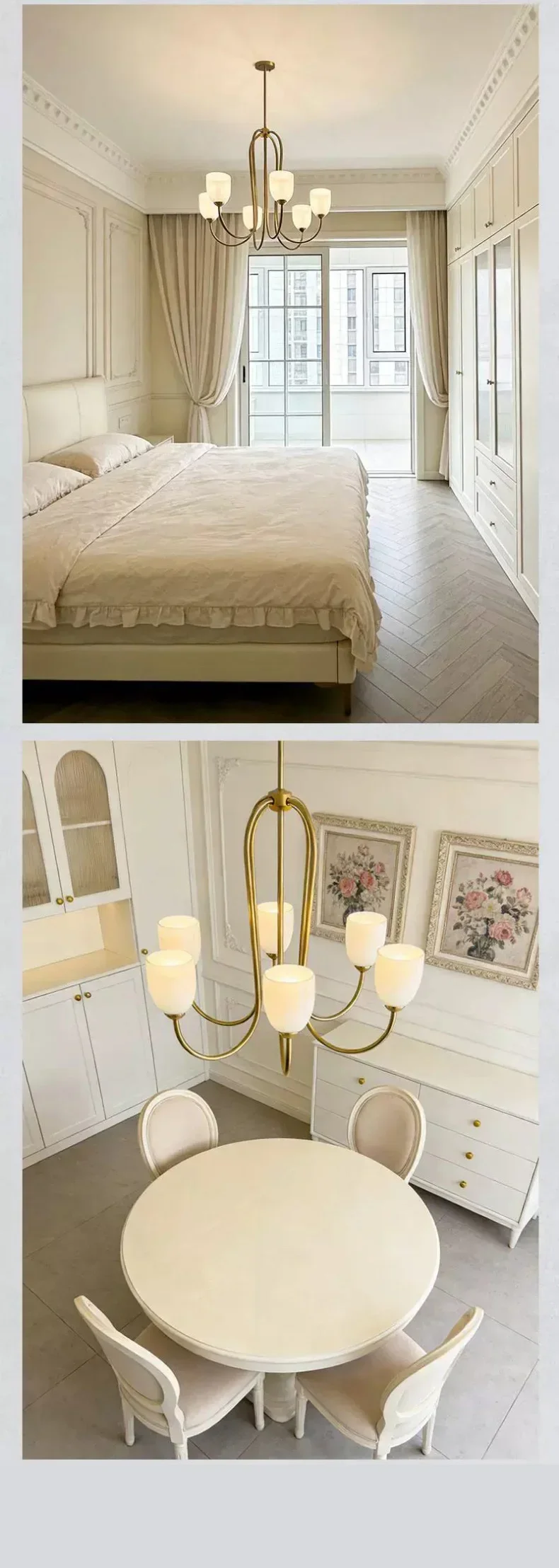 Nordic Romantic Glass E27 LED Chandelier Pink White Shades