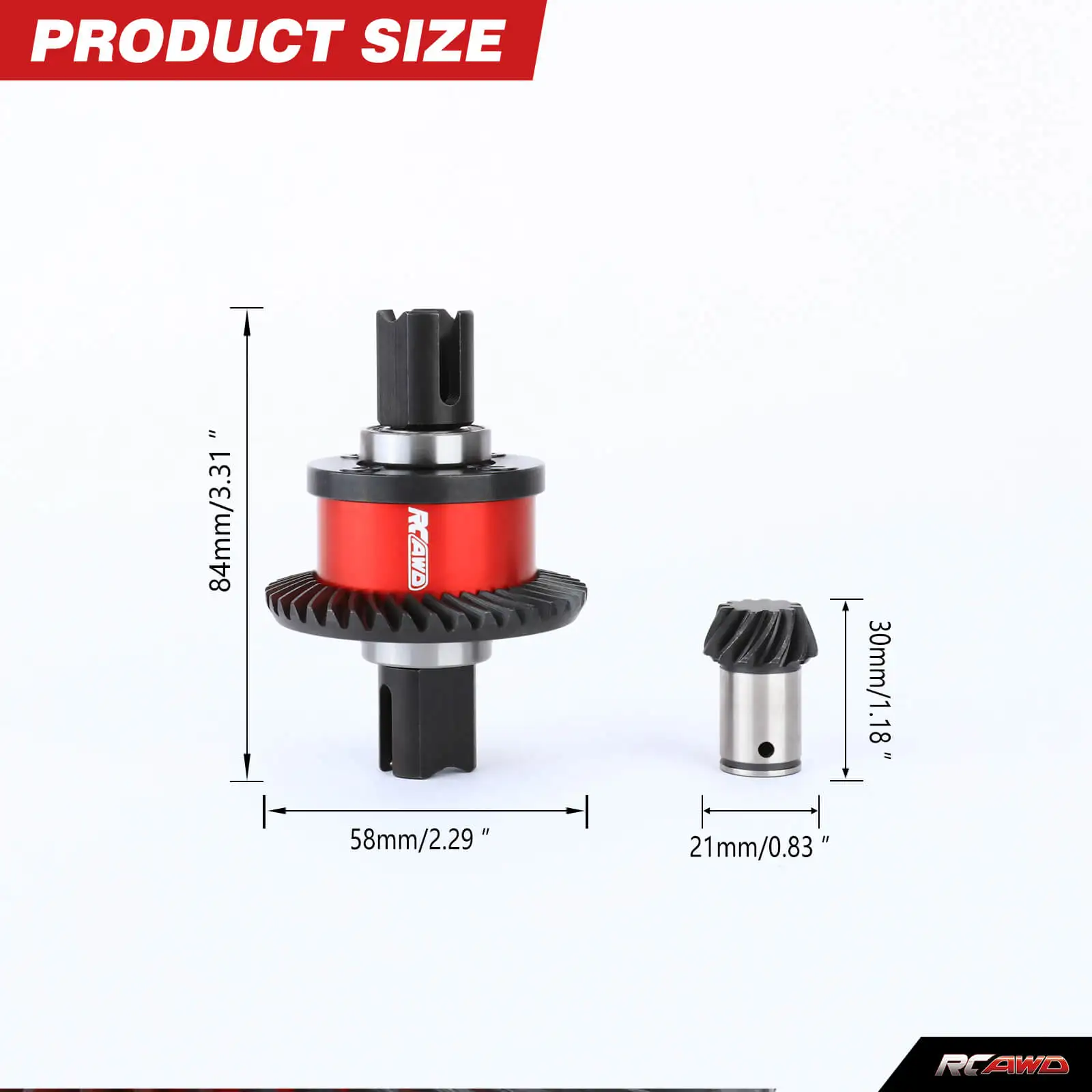 RCAWD 39T Front/Rear Differential Assembly 12T Input Gear Metal Diff For ARRMA 1/5 Outcast Kraton 8S ARA310937 Upgrade Parts