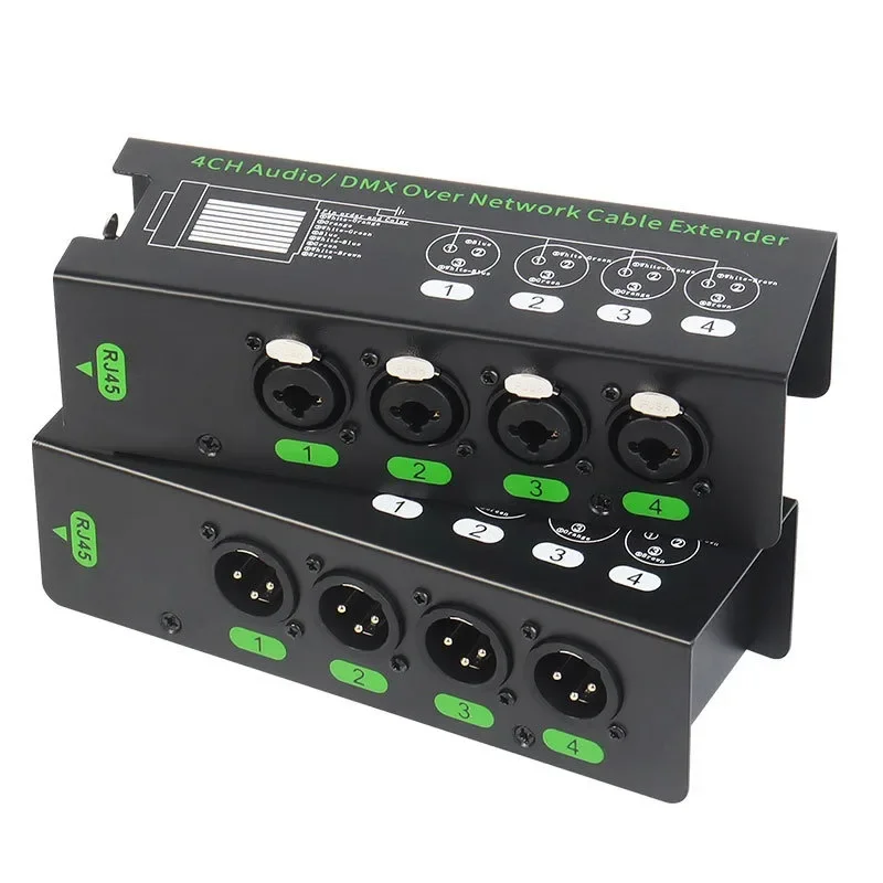 

4-Channel 3-Pin XLR or 6.3Mm Audio and DMX over Network Cable Extender,DMX512 Network Signal Extender Male Female