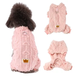 Warm Dog Clothes Soft Pet Jumpsuits For Small Medium Dogs Cats With D-ring Love Print Puppy Costume Teddy Chihuahua Pug Coat