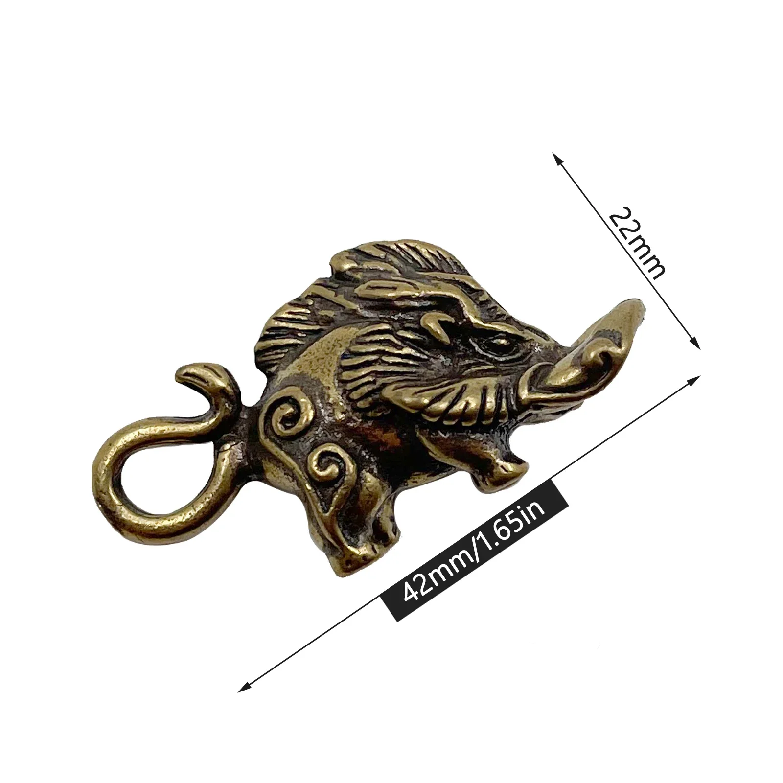 Viking Wild Boar Brass Keychain Keyring Pendants Vintage Copper Nordic Animal Pig Doll Toy Car Key Chain Rings Charms Jewerly