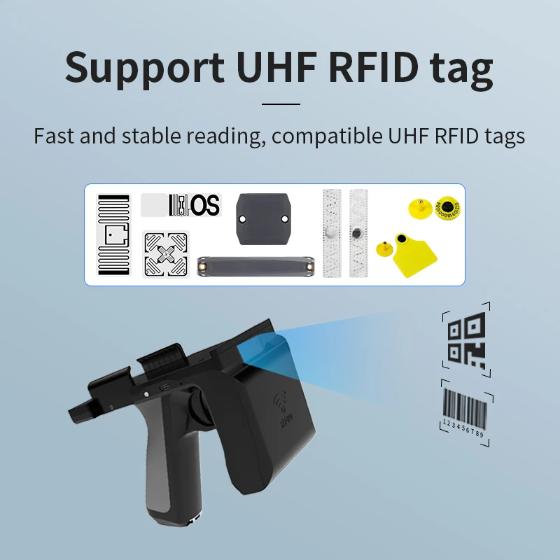 Imagem -02 - Freqüência Ultraelevada Rfid Handheld Parte Traseira Rachada Clipe Android Tag Escritor Copiadora Codificador Azul-dente Portátil Varredor de Longa Distância R2000