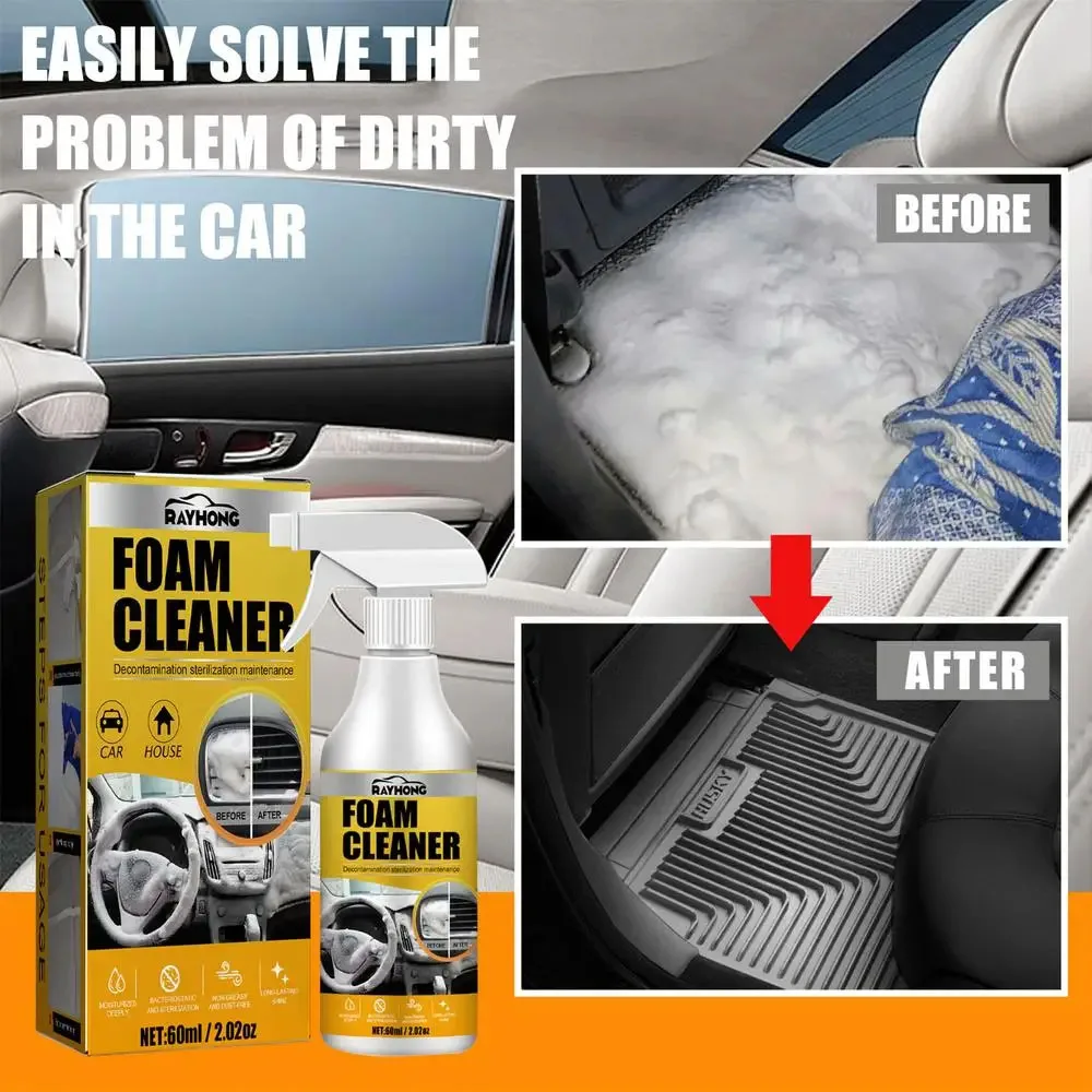 60ml Car Interior Leather Cleaner Strong Decontamination Foam Cleaner Home Seat Leather Cleaning Foam Spray Auto Accessories