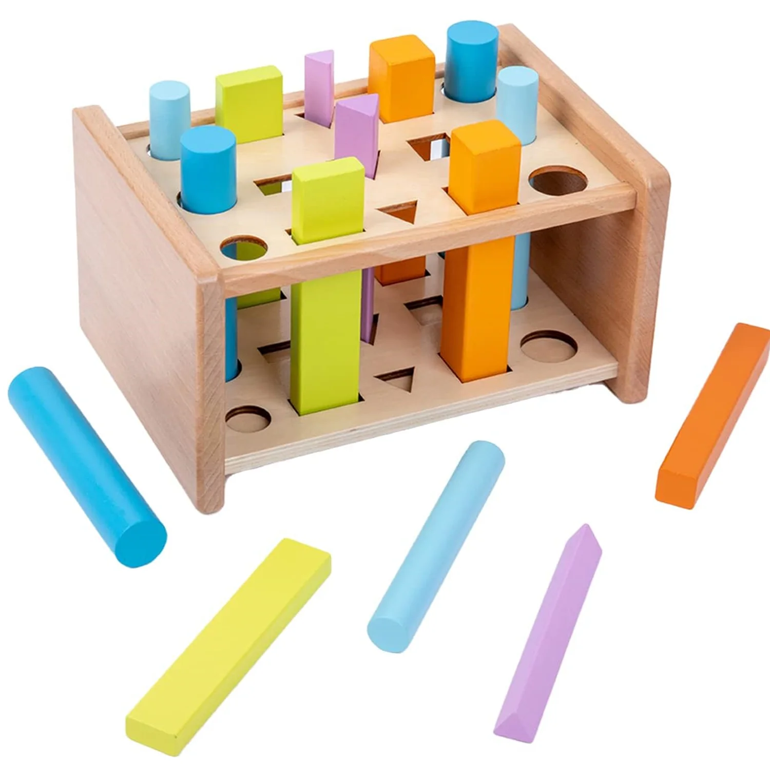 

Montessori Shape Matching Toys Color Sorting Wooden Sticks Game for Toddler Infant Fingers Motor Skill Hand-Eye Coordination