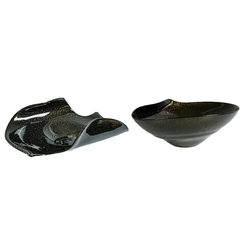 

Glass fruit plate simple light luxury black designer soft decoration jewelry home decoration creative model room crafts