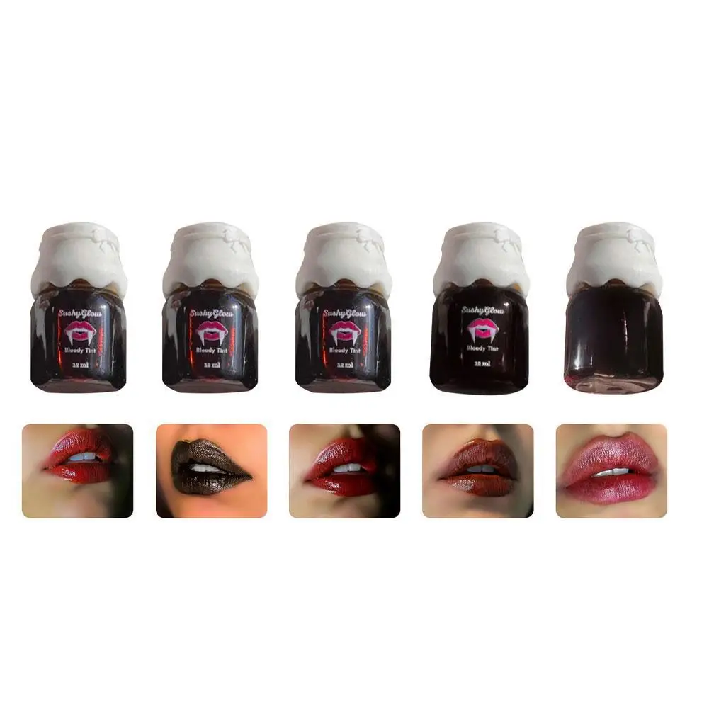 Brillo de labios mMatte negro-rojo oscuro altamente saturado Color negro rojo lápiz labial líquido rápido Festival Cos brillo de labios oscuro hidratante