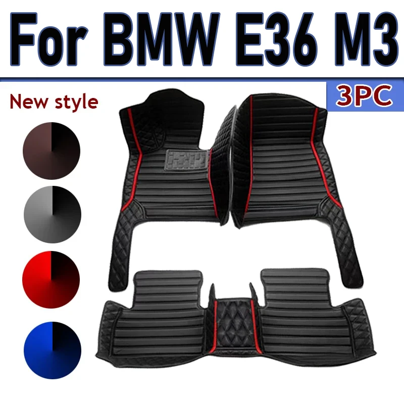 Custom Automotive Car Floor Mats For BMW E36 M3 1995 1996 1997 1998 1999 Auto Luxury Leather Men Women Car Mats Full Coverage