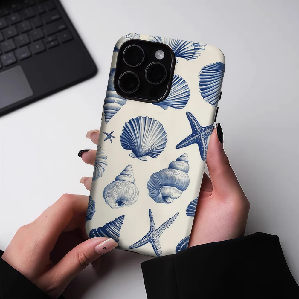 كريم البحرية شل آيفون 17 يجب أن يكون لحالة الهاتف المغناطيسي آيفون 17 16 15 14 13 برو ماكس زائد حافظة صعبة واحدة مزدوجة الطبقة