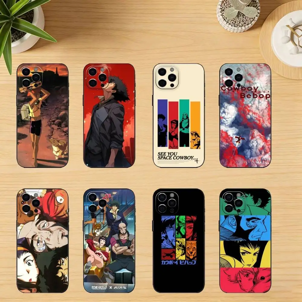 La custodia per telefono Showa Anime Cowboy Bebop per iPhone 17,16,15,14,13,12,11 Plus,Pro,Max,XS Cover morbida in silicone nero