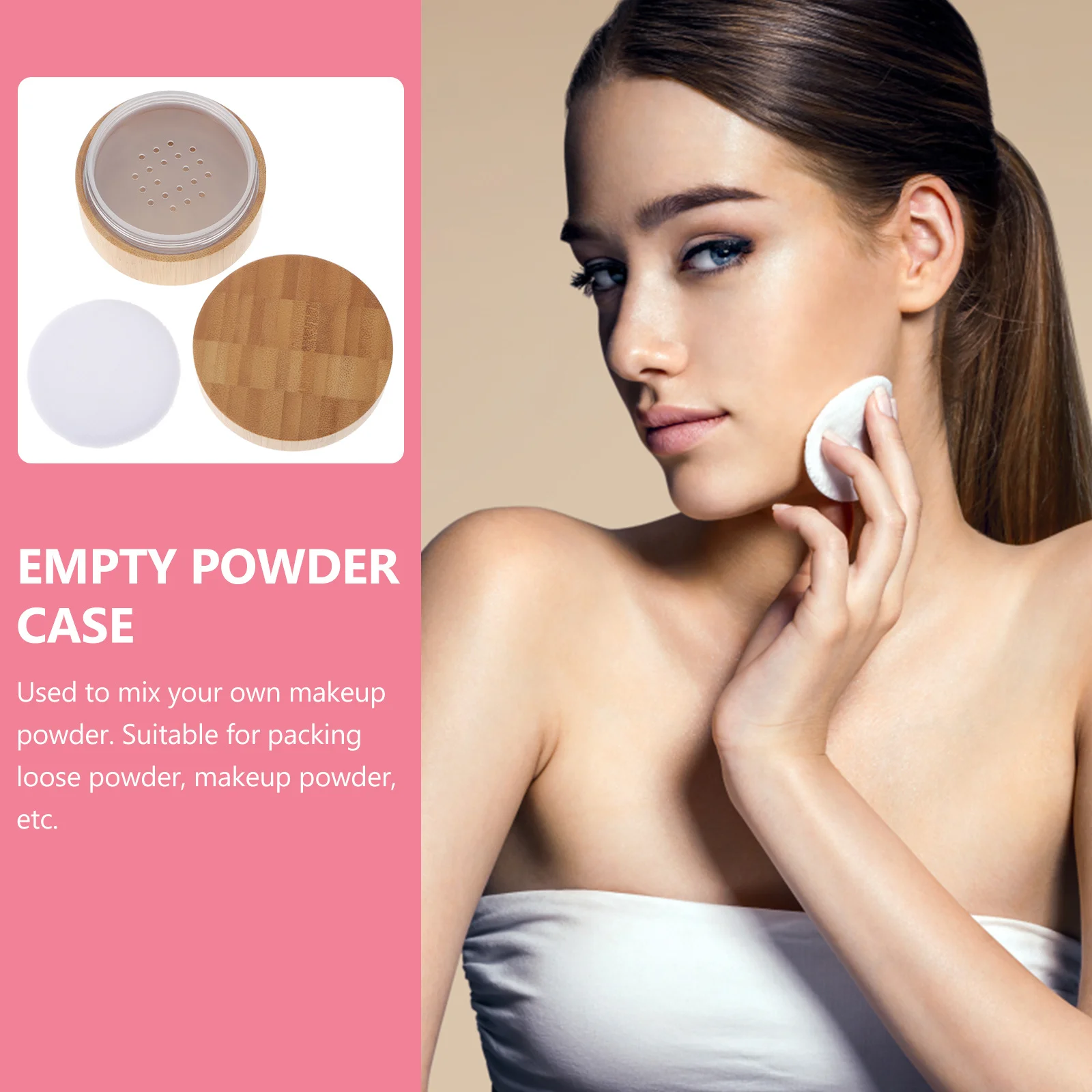 علبة فارغة 30 مللي حاوية ماكياج الخيزران نفخة حامل المحمولة لتخزين مستحضرات التجميل ماكياج مسحوق جرة مسحوق نفخة