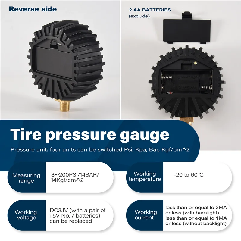 

Манометр в шинах, цифровой тестер в шинах, дисплей, манометр давления воздуха, быстроразъемное соединение-A99D
