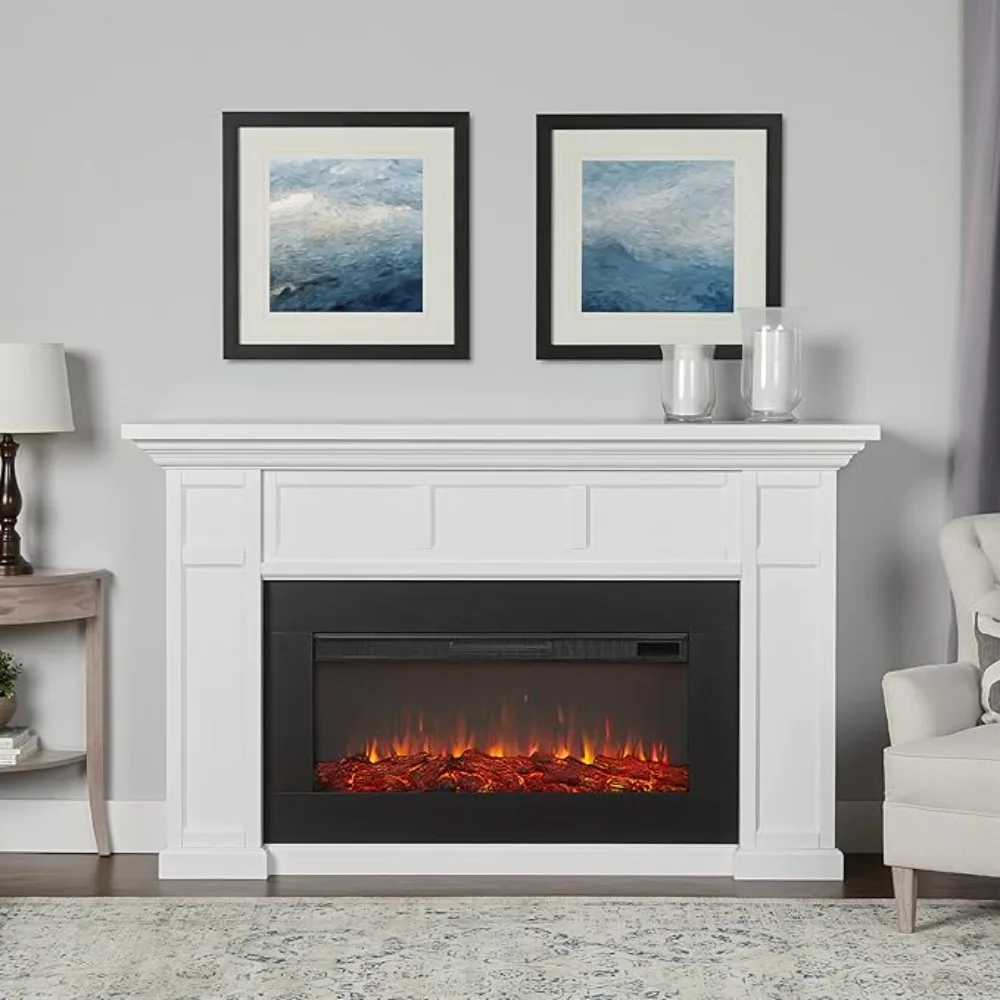 

75 "electric fireplace with fireplace frame, suitable for living room or bedroom, replaceable fireplace with inserted heater