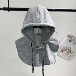 Collares con capucha de invierno, suéter grueso, sombrero, cuello desmontable, gorros con cordón, adultos, hombres, mujeres, estudiantes, algodón
