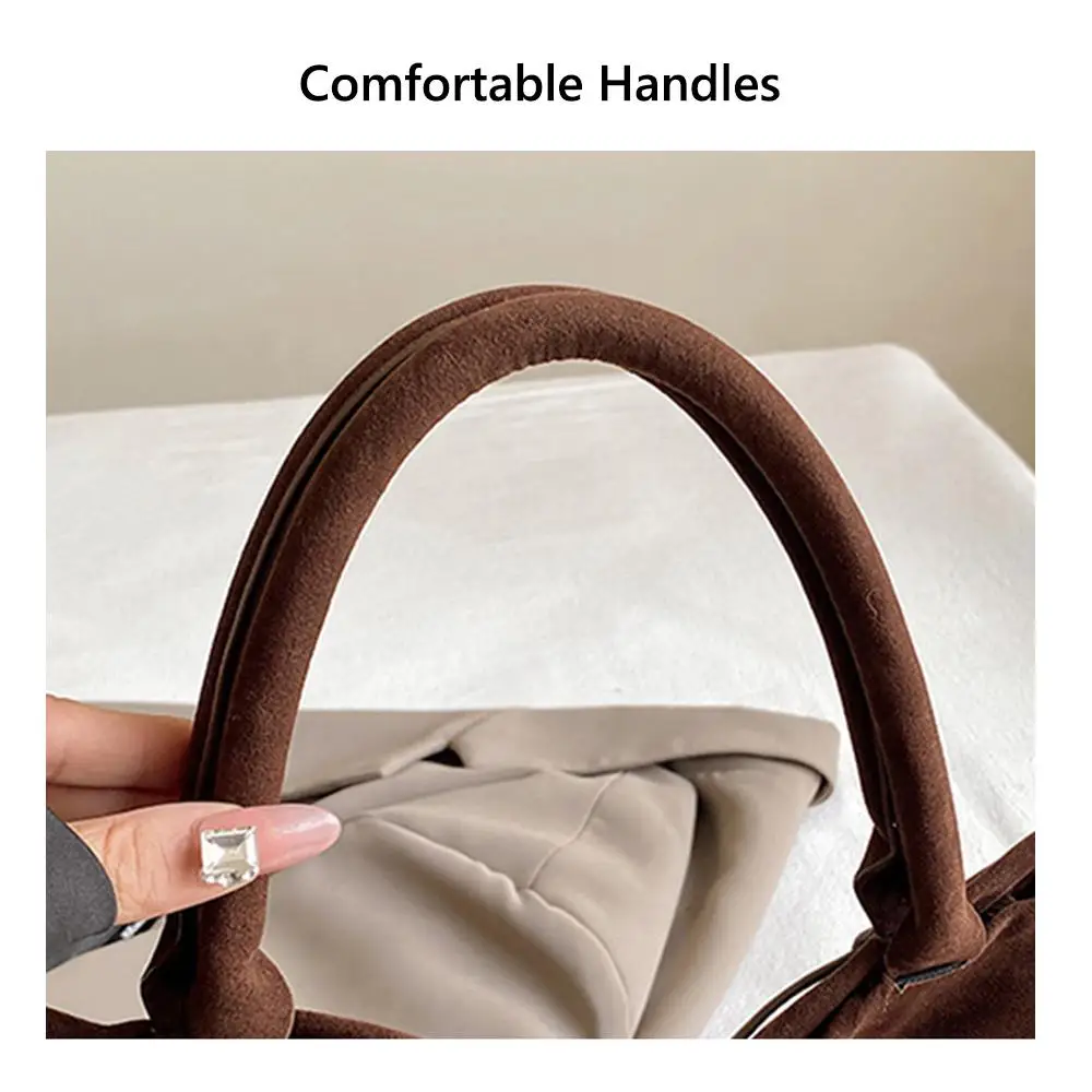 แฟชั่นความจุขนาดใหญ่ Suede Tote กระเป๋าผู้หญิงฤดูใบไม้ร่วงฤดูหนาว Slouchy Top Handle กระเป๋าทํางาน