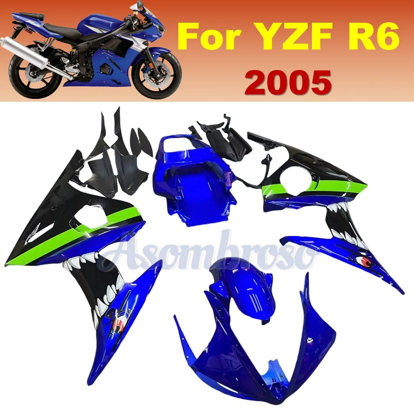 

ABS Full Body Kit For Yamaha YZF R6 2003 2004 2005 Fairings Set R6S 2006-2009 Injection Molded | Shark Design