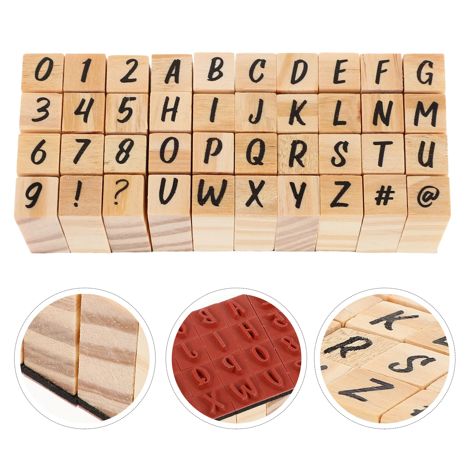 

40pcs Wooden Letter Stamp Set Diy Craft Supplies Alphabet Number For Holiday Card Making Scrapbook Stamping Tools Kids School