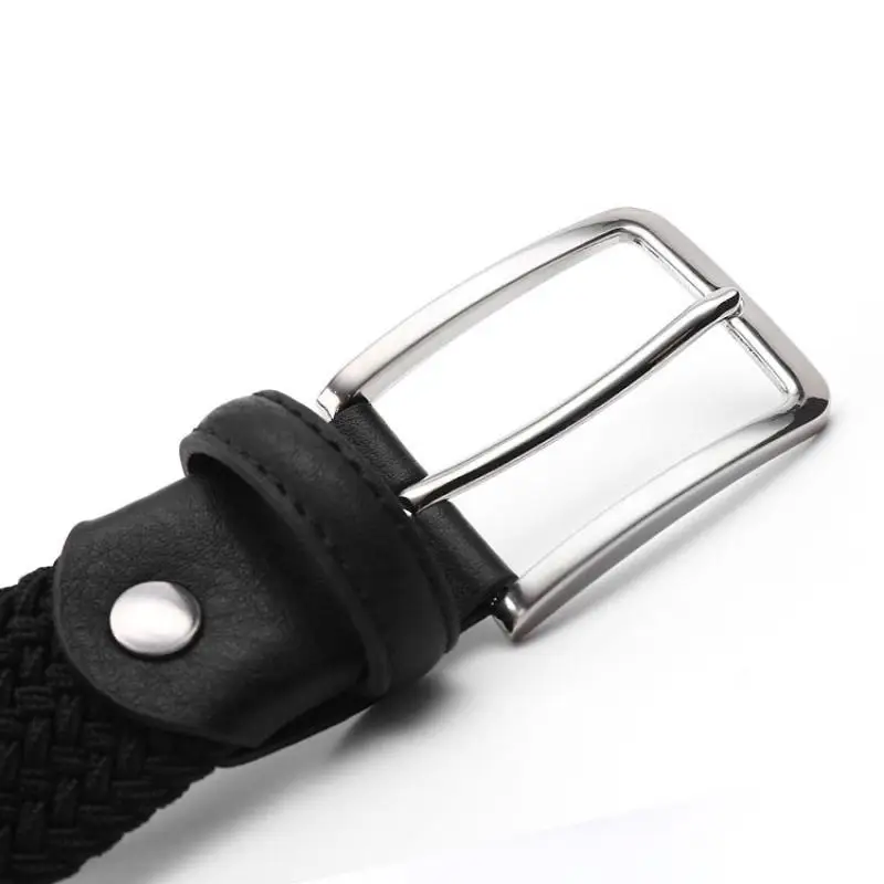 Men Belt 120cm Length Brown Gray Luxury Discount Price High Quality Fashion Woven Elastic Buckle Student Gift Relatives Friends