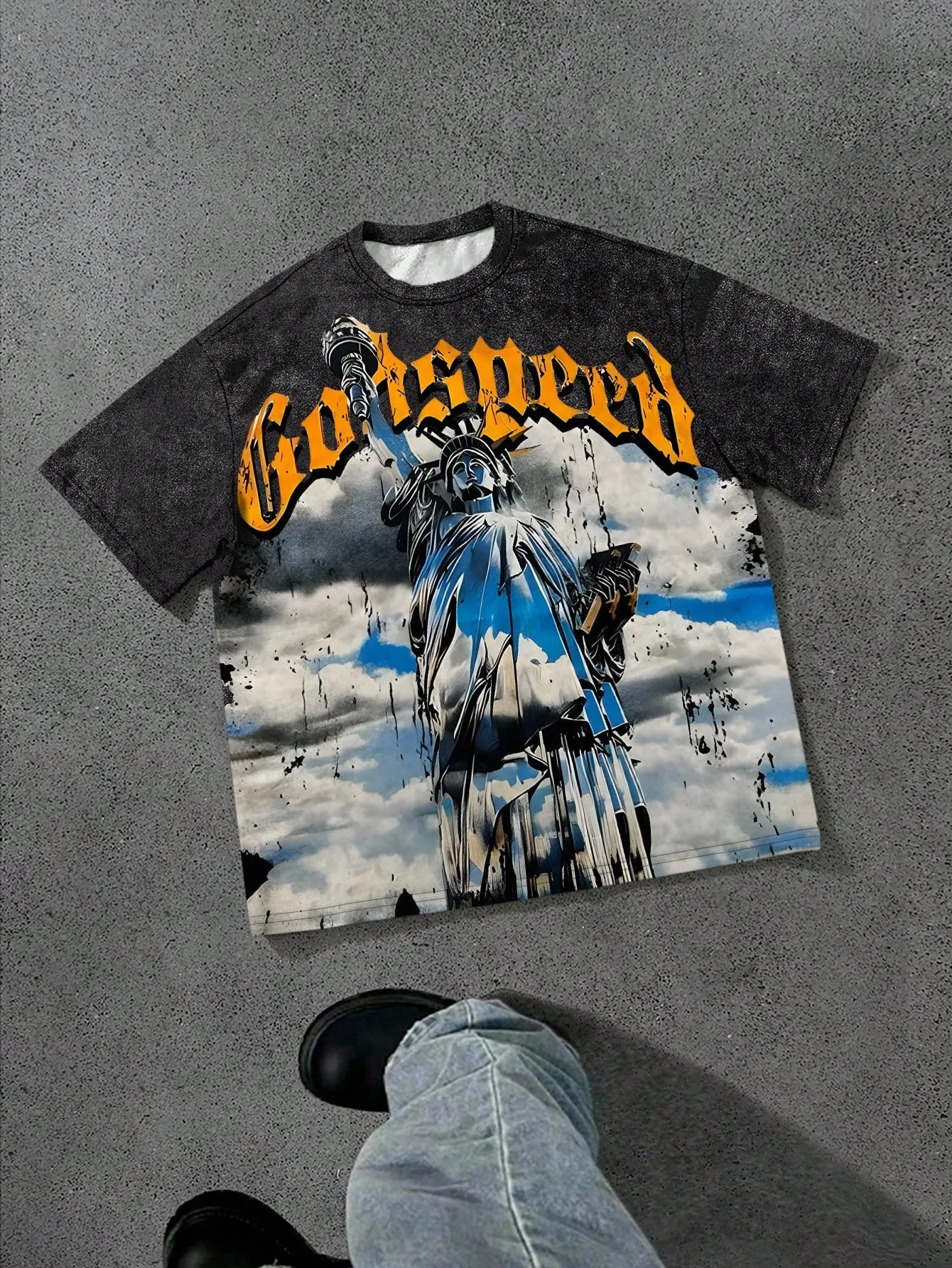 يتميز القميص الرجالي الجديد لصيف 2025 بطباعة نمط الملاك ثلاثي الأبعاد ناعمة وجيدة التهوية #1