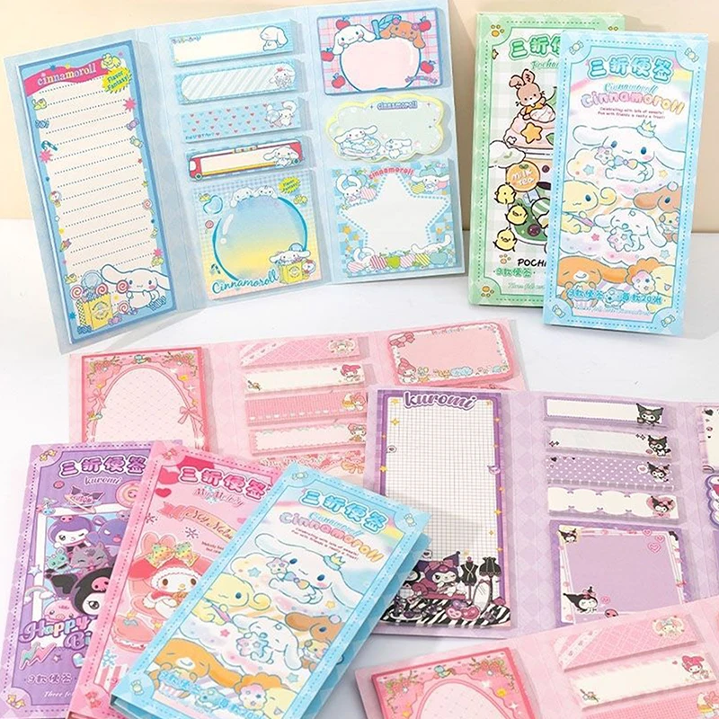 Cartoon Sanrio Sticky Notes Anime Kuromi Cinnamoroll Mymelody Hellokitty Figure Student Stationery N Times Posted Message Book