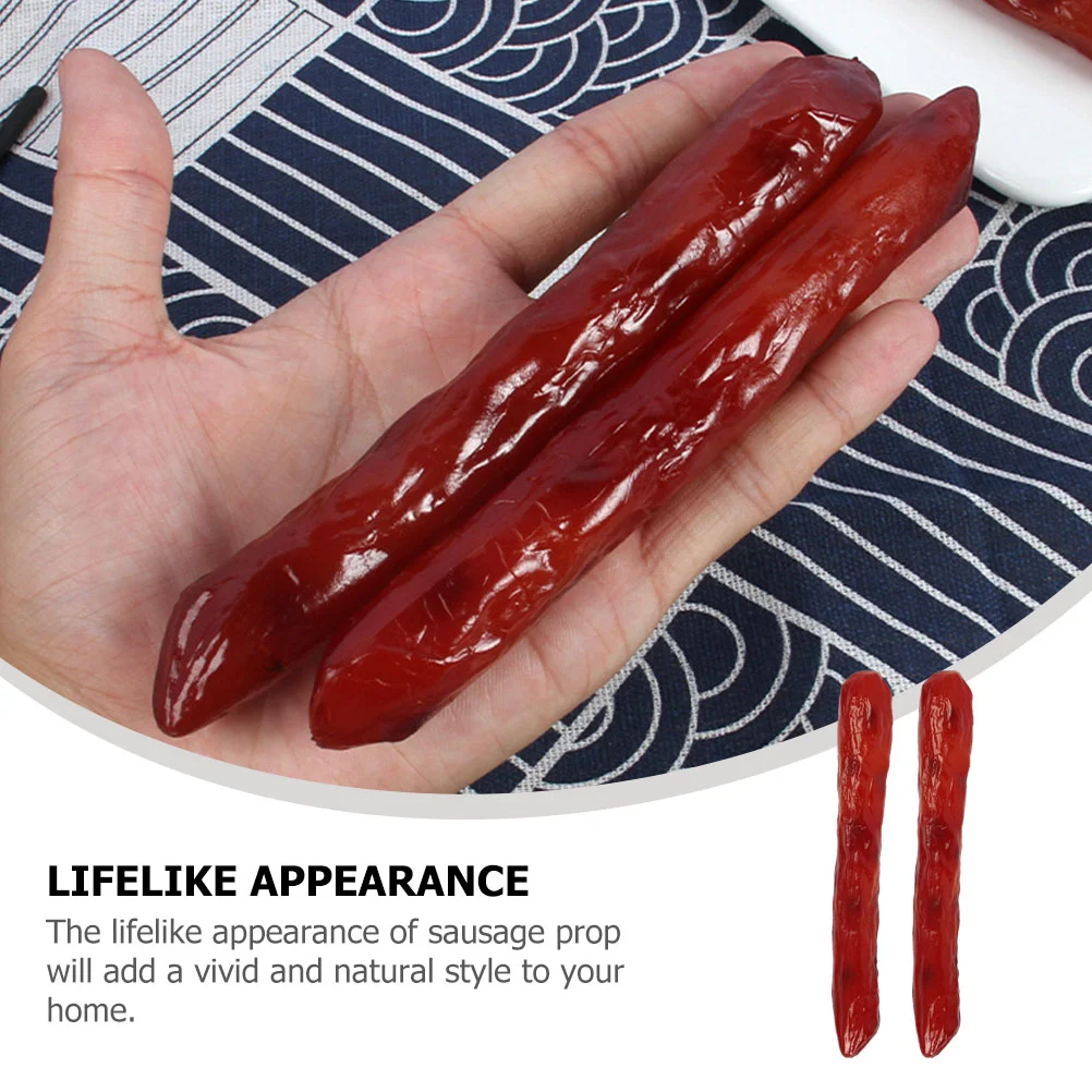 2 Pcs Simulated Sausage Food Model Toy Photo Props Beef Dogs Artificial Meat Realistic Fake Pvc Kitchen Ornament Baby Toys