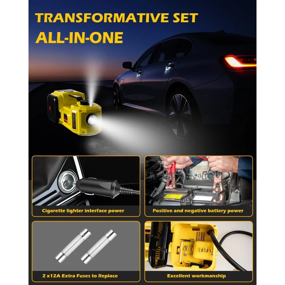 مقبس سيارة كهربائي، 5 طن 12 فولت شاشة ديجيتال مقبس كهربائي للسيارة مع مفتاح ربط تأثير إلكتروني، مضخة نفخ الإطارات وإضاءة LED