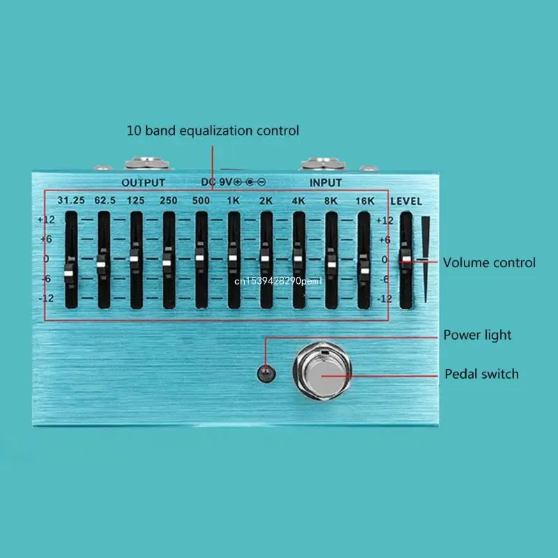 10 Bands Equalizers Pedal Pedal Instrument Band Controller Independent Output Volumes Adjustment Preamplifier for Music