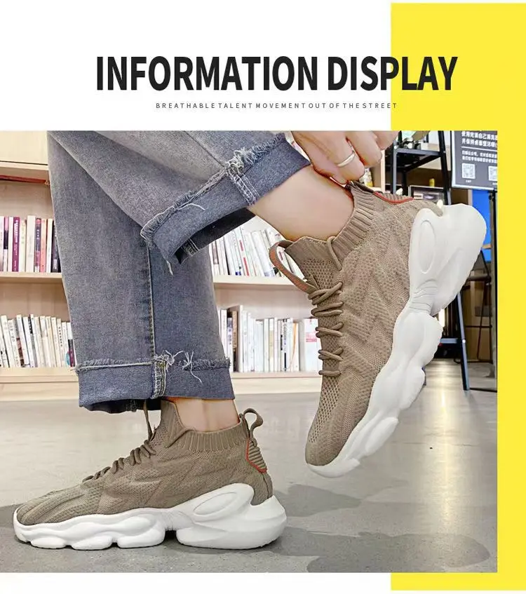 Men's Sock Fly Woven Platform Sneakers 2026 Breathable Light Outdoor Running Streetwear Footwear