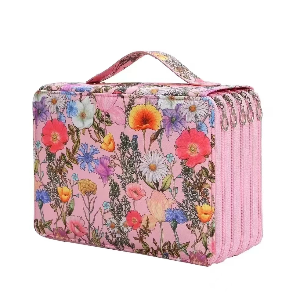 Estuche para lápices con flores de colores para estudiantes, bolsa para lápices con 200/252 agujeros, cortina creativa, dibujo multifuncional de gran capacidad