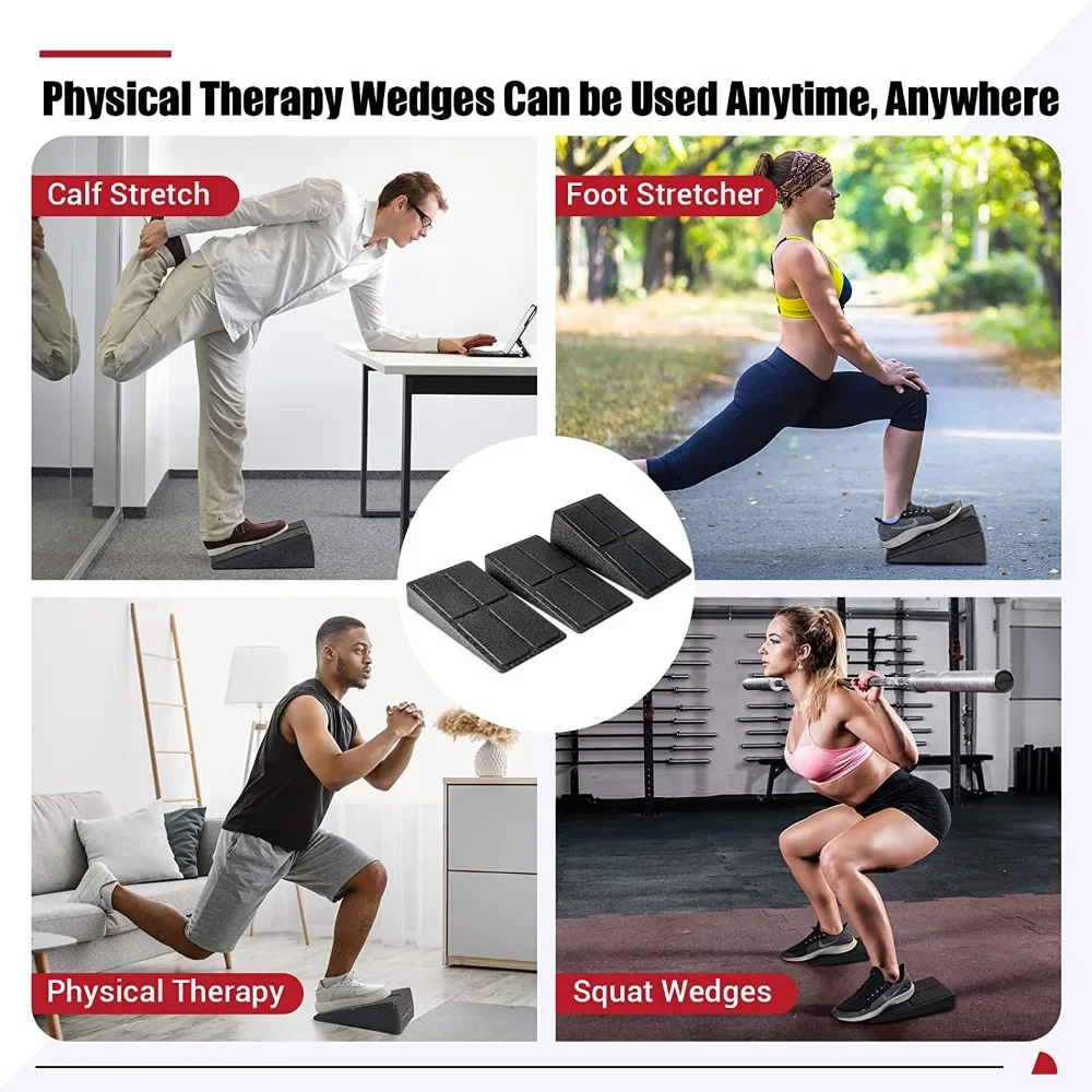 3PCS Yoga Foot Stretcher Bricks Squat Wedge Blocks Slant Boards  for Exercise Yoga Fitness Gym Equipment Adjustable Non-Slip