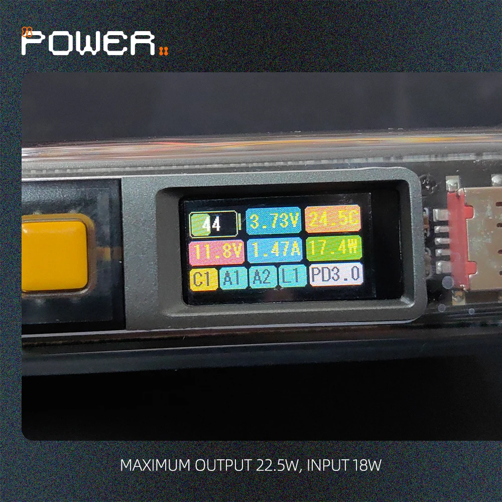 22.5W/PD20W 20000mah 0.96inch IPS Color Screen 21700 Welding PD PPS QC SCP  2USB 1Type-C Phone DIY Fast Charging Powerbank Case